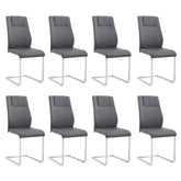 Modern Dining Chairs with Faux Leather Padded Seat Dining Living Room Chairs Upholstered Chair with Metal Legs Design for Kitchen, Living, Bedroom, Dining Room Side Chairs Set of 8 (Grey+PU)C-001
