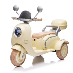 12V Two motors Kids Ride On Level Up Two-seater Electric Motorcycle,Three-wheel Toy w/Music,Bluetooth,USB,Backseat flip adult seat,Portable Storage Hooks&Oversized Trunk,LED Headlight For Kids 3-6.