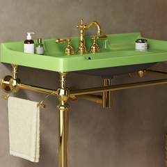 VICI 36" Bathroom Ceramic Basin with 3 pre-drilled hole, NO Cabinet and Faucet, Green