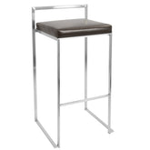 Fuji Contemporary Stackable Barstool with Brown Faux Leather by LumiSource - Set of 2