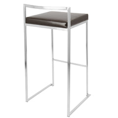 Fuji Contemporary Stackable Barstool with Brown Faux Leather by LumiSource - Set of 2
