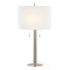 Master 29" Contemporary Metal Table Lamp in Polished Nickel and White Linen Shade from Grandview Gallery by LumiSource - Set of 2
