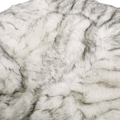 Negar 5 Foot Rounded Short Faux Fur Bean Bag, White and Gray