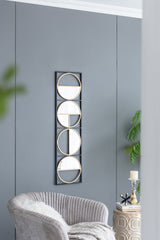 47.2" Eclectic Styling Metal Beaded Black Wall Mirror with Contemporary Design for Bedroom,Liveroom & Entryway