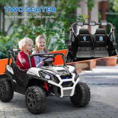 Qaba 2 Seater Electric Car for Kids, 24V Battery Powered Ride on Car with Remote Control, 3 Speed, Slow Start, LED Lights, Music, Horn, Spring Suspension for 3-8 Years, White
