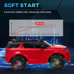 Qaba Land Rover Discovery Sport Licensed 12V Kids Ride on Car, Battery Powered Kids Electric Car with Remote Control, Soft Start, LED Lights, Music Horn, 3 Speeds, Red
