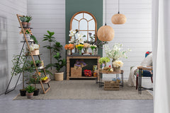 D32" x 18" Farmhouse Round Wooden Round Coffee Table with Metal Legs