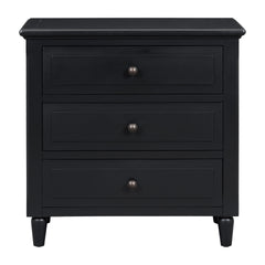 U_STYLE 28''painted Nightstand with 3 Drawers and Smooth Gliding Rails ,Simple Bedside Cabinet with Metal handle, Minimalist Sofa Side Table with rubber legs for Bedroom Sofa Couch Office