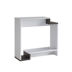 Contemporary Console Table with Two Open Shelves - White & Grey