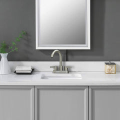 Bathroom Faucet 2 Handle Centerset Bathroom Sink Faucet with Pop Up Drain Assembly, 4 Inches Bathroom Vanity Lavatory Faucet 3 Holes Brushed Nickel