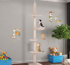 Adjustable Height Floor-to-Ceiling Vertical Cat TreeCat Climbing Tower