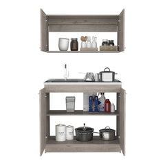 Cabinet, Two Parts Set, Light Gray