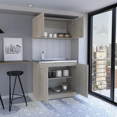 Cabinet, Two Parts Set, Light Gray