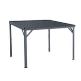 10' x 10' Lean to Gazebo, Wall Mounted Gazebos Pergola with Built in Drainage System, Galvanized Steel Roof, Hardtop Patio Shelter for Deck, Porch, Backyard and More