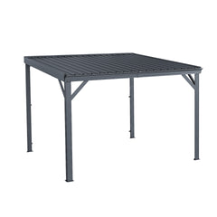 10' x 10' Lean to Gazebo, Wall Mounted Gazebos Pergola with Built in Drainage System, Galvanized Steel Roof, Hardtop Patio Shelter for Deck, Porch, Backyard and More