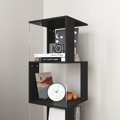 360° Rotating Bookshelf with Acrylic Plate, 5-Tier Tall, Floor Rack Simple Bookcase, Modern Display Shelf for Living Room/Home Office/ Bedroom