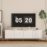 White Modern TV Stand Fluted 68" t, Entertainment Center with Storage Doors, TV Console Media Cabinet, for 55+ Inch TV, Living Room