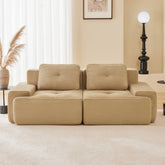 82" Modern L-Shaped Modular Sectional Sofa for Living Room, Corduroy Fabric, 2-Seater Couch with Deep Seat, Pearl-like piping, Tufted Design, No Assembly, Anti-slip Design, Camel