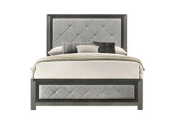 Jehoram Gray Linen & Gray Finish Queen Bed