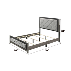Jehoram Gray Linen & Gray Finish Queen Bed