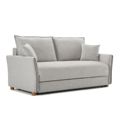 Oren Gray Chenille Sleeper Sectional Sofa w/ Storage & 2 Toss Pillows