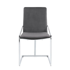Zlatan Gray Velvet & Chrome Finish Side Chair (Set of 2)