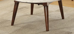 Gasha White Marble Top & Walnut Finish Coffee Table