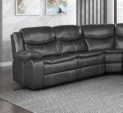 Modern 3-Piece Power Reclining Sectional with Right Side Console Dark Gray Breathable Faux Leather USB Ports Solid Wood Living Room Furniture