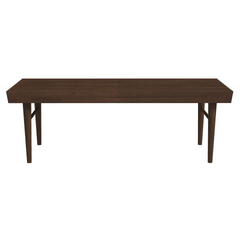 Mia Mid Century Modern Solid Wood Bench with Natural Walnut Stain Finish 15.5'' H x 47.2'' W x 18.1'' D for Living Room, Hallway, Bedroom, Bathroom