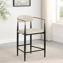 Kirkham Beige Fabric Upholstered Counter Chair (2 of Set)