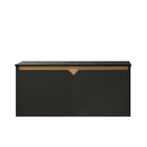 RUBEN 36" Wall-Mounted Black Plywood Cabinet and Black Sintered Stone Countertop, NO Basin, NO Faucet and Sink Cover