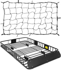 Roof Rack Basket With Net,Rooftop Steel Roof Rack,Cargo Carrier with 250 Lbs Capacity,Extension Black Car Top Luggage Holder 64"x 39" Universal for SUV/ Wagon / Seden