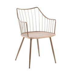 Winston Farmhouse Chair in Antique Copper Metal and White Washed Wood by LumiSource