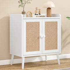 Sideboard Buffet Cabinet with Storage, Bar Liquor Cabinet with Rattan Decorated Doors, Credenza Console Tablefor Dining Room, Living Room,Hallway