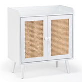 Sideboard Buffet Cabinet with Storage, Bar Liquor Cabinet with Rattan Decorated Doors, Credenza Console Tablefor Dining Room, Living Room,Hallway