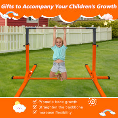 Gymnastics Bar for Kids, Adjustable Height Gym Bar, Junior Training Kip Bar for Home, Built for kids 3+ Years Orange