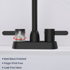 2 Handles Bathroom Sink Faucet, Matte Black Centerset RV Bathroom Faucets for 3 Hole