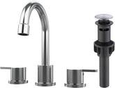 Widespread Bathroom Sink Faucet Chrome 2 Handle 8 inch Lavatory Faucet 3 Hole 360° Swivel Spout Vanity Sink Basin Faucets with Pop Up Drain Assembly