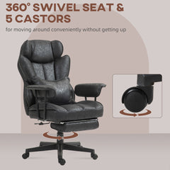 HOMCOM Executive Office Chair, 400LBS Big and Tall Office Chair with Foot Rest, Microfiber Computer Desk Chair with Lumbar Support, Reclining Function and Wide Seat, Black