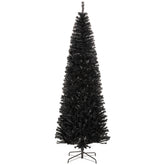 HOMCOM 8ft Pencil Christmas Tree, Unlit Artificial Christmas Tree Slim Douglas Fir Xmas Tree with Realistic Branches, Halloween Tree with 1168 Tips, Black