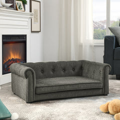 Elegant Rectangle Pet Bed for Small and Medium Dogs, Durable Elevated Dog Sofa Bed, Comfortable Dog Couch, Modern and Stylish Dog Sofa for Small and Medium Dogs,Dark grey
