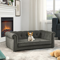 Elegant Rectangle Pet Bed for Small and Medium Dogs, Durable Elevated Dog Sofa Bed, Comfortable Dog Couch, Modern and Stylish Dog Sofa for Small and Medium Dogs,Dark grey