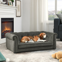 Elegant Rectangle Pet Bed for Small and Medium Dogs, Durable Elevated Dog Sofa Bed, Comfortable Dog Couch, Modern and Stylish Dog Sofa for Small and Medium Dogs,Dark grey