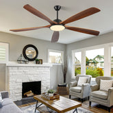 72-inch Large Outdoor Ceiling Fan with Remote Control and Light with Three-Color Dimming, 5 Reversible Wooden Blades, Modern Garden, Patio, Farmhouse, Living Room and Bedroom Ceiling Fan
