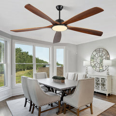 72-inch Large Outdoor Ceiling Fan with Remote Control and Light with Three-Color Dimming, 5 Reversible Wooden Blades, Modern Garden, Patio, Farmhouse, Living Room and Bedroom Ceiling Fan