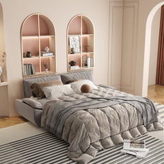 73.2" Queen Pull Out Sofa Bed,3-in-1 Convertible Sleeper Sofa,Multi-Functional Velvet Loveseat Bed,Grey(Old Sku:W1885S00051/W1885S00121/W1885S00229)