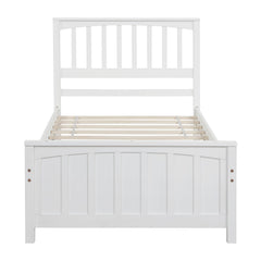 Wood Platform Bed Twin size Platform Bed, White(Old Sku:WF190776AAK Less two center support legs)