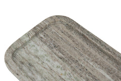 12x6" Rectangular Gray Marble Tray with Raised Edges
