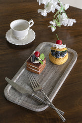 12x6" Rectangular Gray Marble Tray with Raised Edges