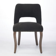 Wooden Dining Chairs Set of 2, Modern Fabric Upholstered Dining Room Chair Kitchen Chairs, Farmhouse Dinner Chair for Kitchen Dining Room, Black